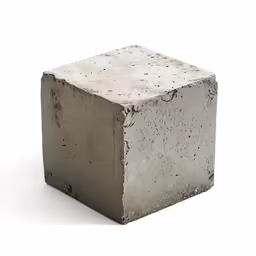 a cube of cement that is on a white background