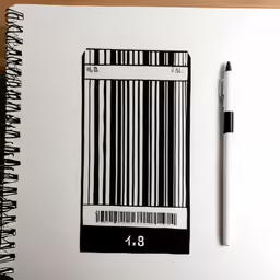 the pencil is near a black and white striped notebook