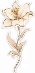 an outline sticker with the center flower on a white background