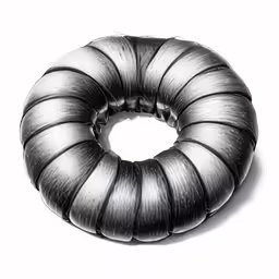 a black inflatable object is shown in the shape of a spiral
