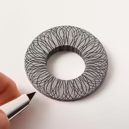 someone has drawn a wire wrapped piece of paper in front of a nail