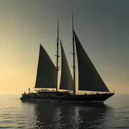 the sailboat is cruising alone in the open water