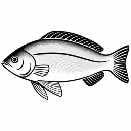 a black and white image of a fish