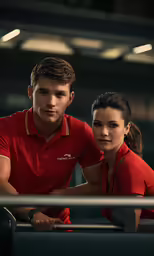 two people are posing for a picture on the bench
