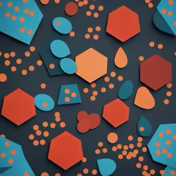 a background with orange and blue shapes