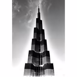 the top of the building has a spire made of boxes