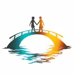 the two people on the bridge is holding hands