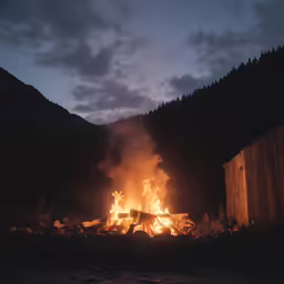 large open fire burning in a remote area
