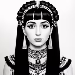 a drawing of an oriental woman in an ancient costume