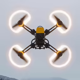 a small, colorfully built, multi - toolly flying through the air