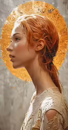 a beautiful woman with red hair and wearing a yellow hat