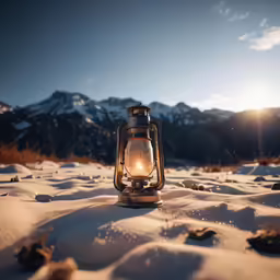 a light that is sitting on the snow