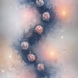 three scary people staring in the middle of space