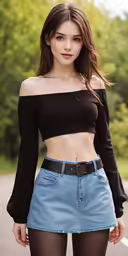 the young woman is posing with her shirt on