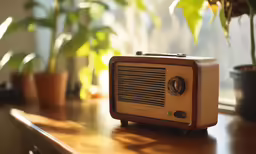 an old fashioned radio sitting on top of a table