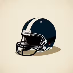 an image of a helmet on white background,an nfl helmet on a beige background,an old - school football helmet has been designed on this vintage poster,football helmet with a side striped on a beige background,a drawing of a football helmet with an oval helmet and blue football jersey on top