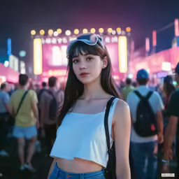 a young woman posing in front of an audience