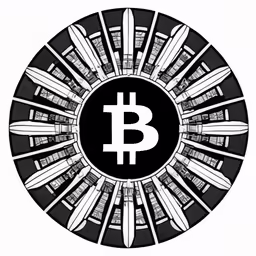 a bit coin that has been placed on a circle with a black and white photo
