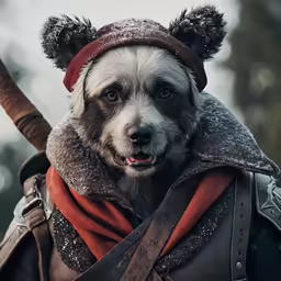 a dog dressed up in medieval clothing posing for a picture