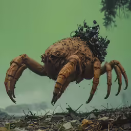a large brown crab sitting on top of rocks