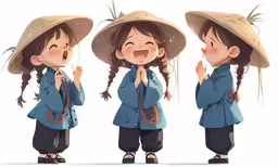 some people in hats with some gesture to say