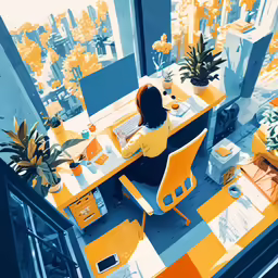 a person is using their laptop at her desk