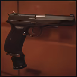a gun and a lighter on display in a museum