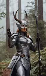 the woman in a costume is holding an axe