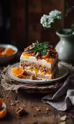 there is a dessert that appears to have fruit and nuts on top