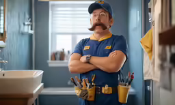 a cartoon guy that is wearing a wrench