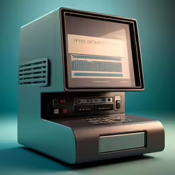 an old computer with some screen in it