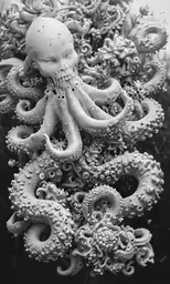 an octopus sculpture in the shape of a human head