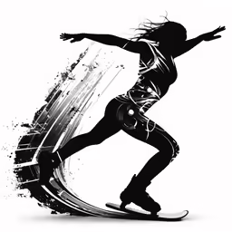 silhouette of a girl on a skateboard is riding