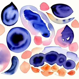 an abstract blue and red piece of art that appears to be