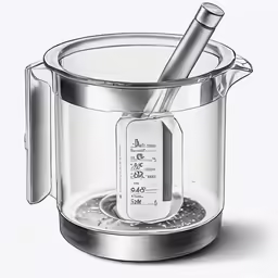 a measuring scale and glass container for liquid