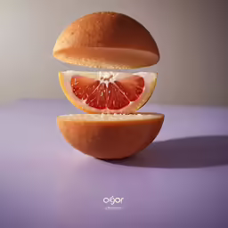 there is an image of a half eaten grapefruit sandwich