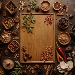 assortment of different spices on a cutting board