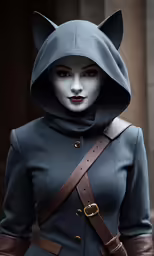 an evil witch is shown wearing a hat and coat