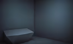 there is a white table in a black room