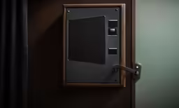 a picture of an open door to the bathroom