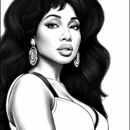 a woman wearing long black hair