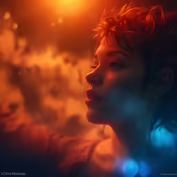 the light from the sun is shining on the female face