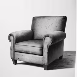 a vintage grey chair in a studio setting