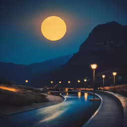 the sun sets over a city on a mountain