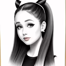 the girl with ears on top is painted black and white