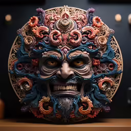 a mask is sitting on top of a table