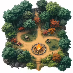 an overhead view of an old time town