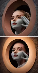 two photos side by side with different angles of face