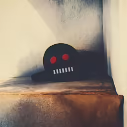 an unusual looking toy that looks like a skull on a shelf