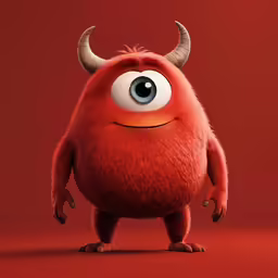the red monster with big eyes is on a red background